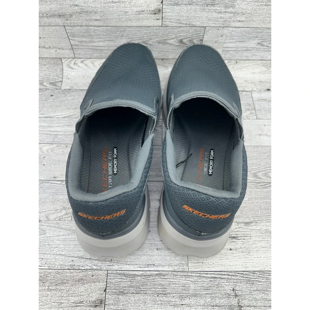 Skechers Mens Slip On Shoes Extra Wide Fit Memory Foam Gray Sz‎ 8.5